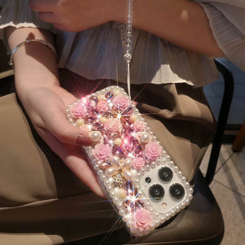 Coque de téléphone brillante personnalisée à motif floral