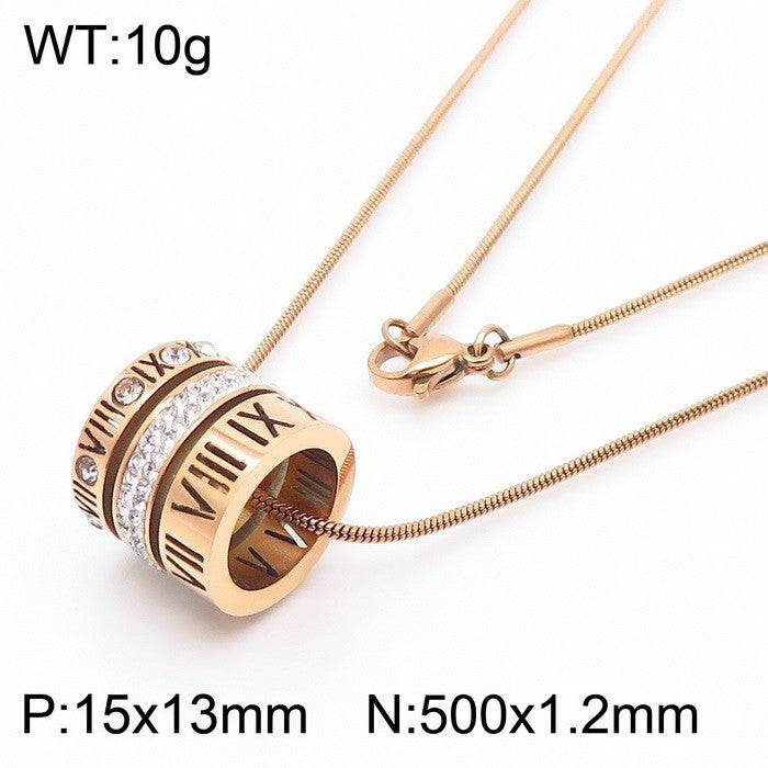 Multi-ring Combination Roman Letter Shell Stainless Steel Necklace
