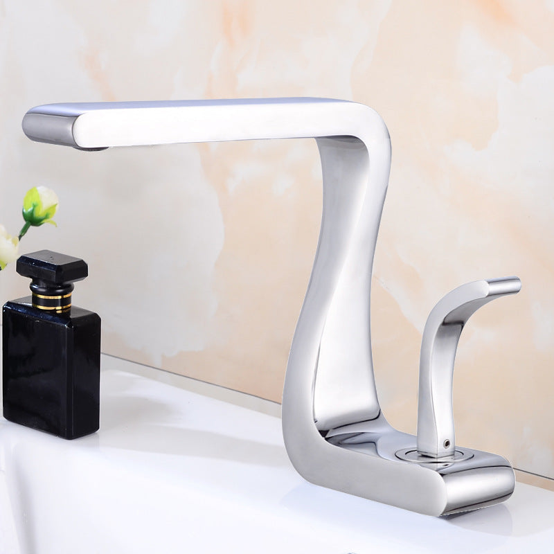 Robinet de Lavabo de Salle de Bain Chaud et Froid en Cuivre Couleur Or Blanc Luxe Léger