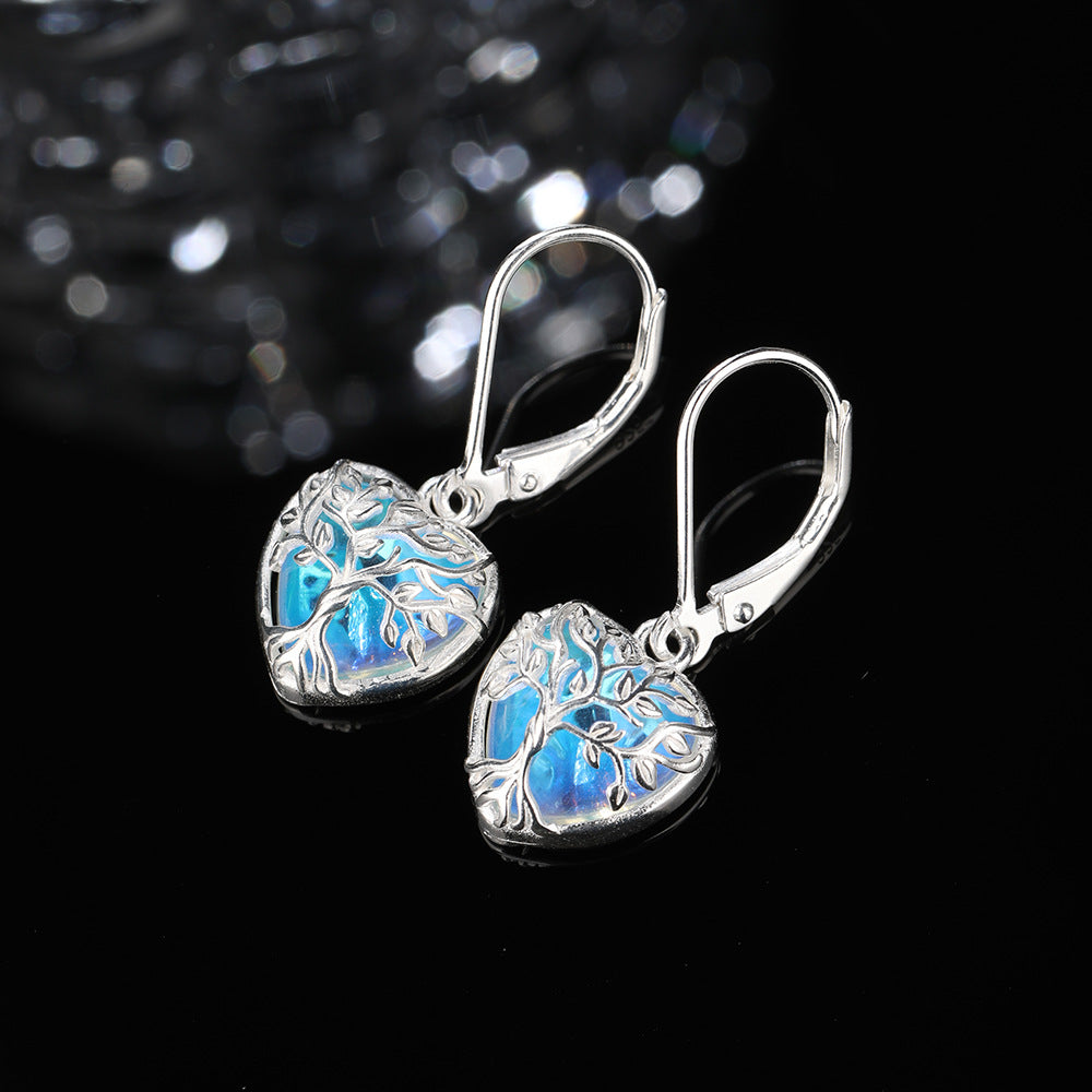S925 Sterling Silver Moonstone Tree Of Life Earrings For Women