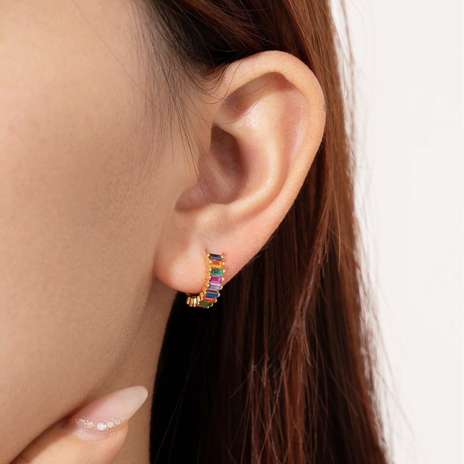 S925 Sterling Silver Earrings Zircon Square Earrings