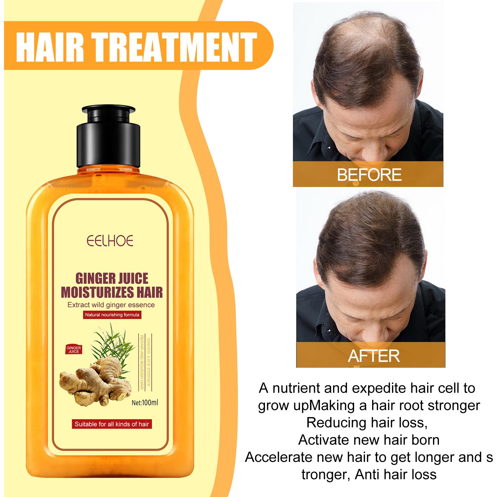 Shampooing fortifiant et nourrissant au gingembre
