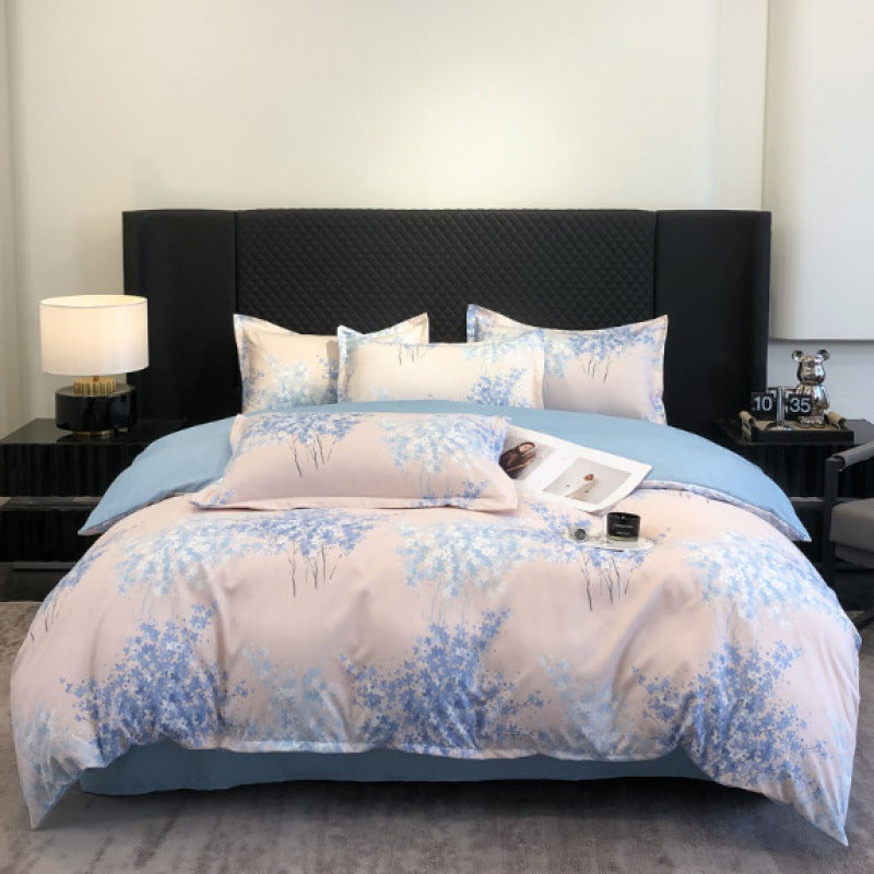 Flower Brushed Thickened Quilt Cover 4-piece Kit