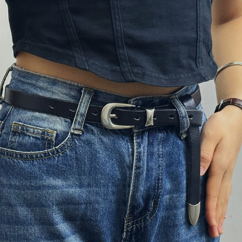 Ceinture en cuir rétro 18 cm, tendance et polyvalente