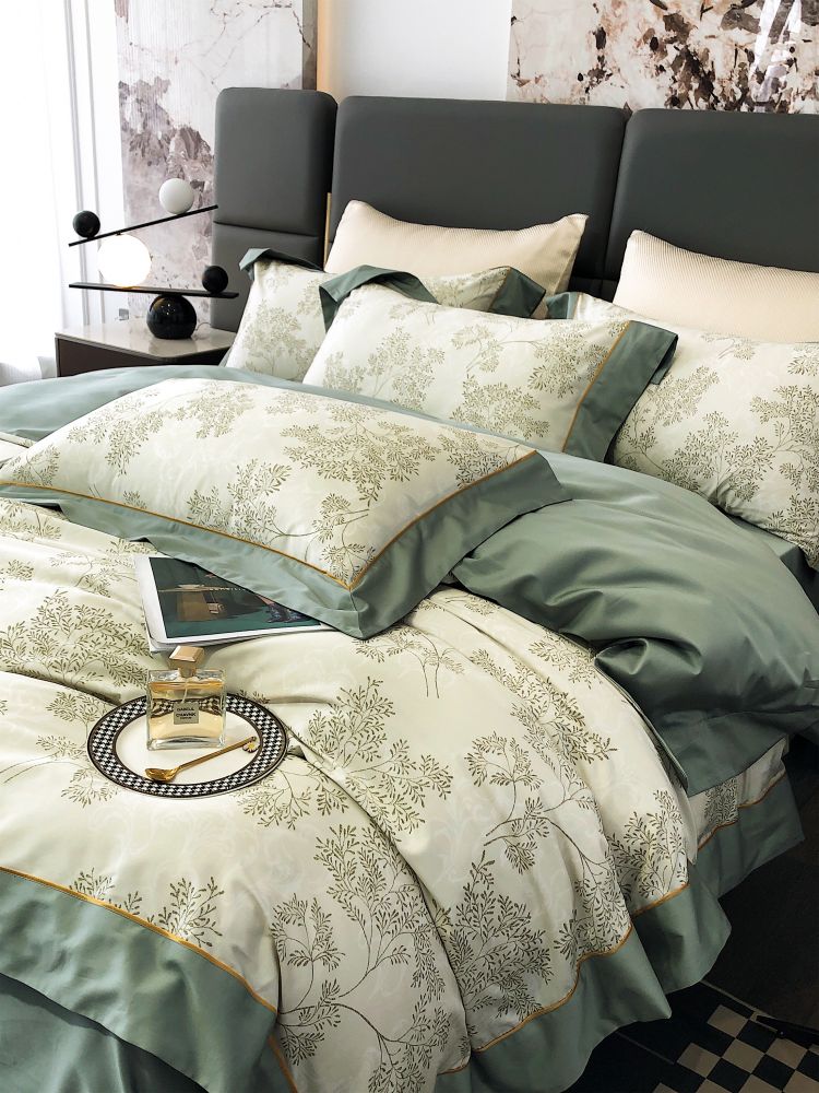 Long-staple Cotton Four-piece Set Country Style Flower Digital