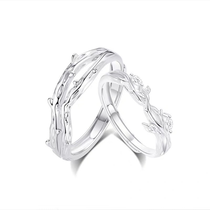 S999 Sterling Silver Couple's Couple Rings Light Luxury High-end Sense