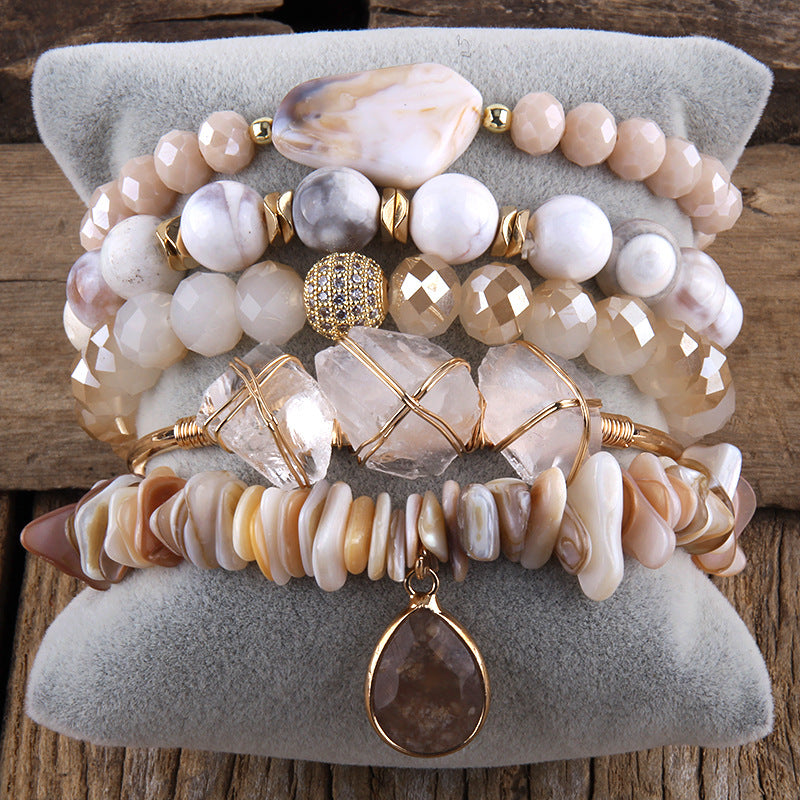 Natural Stone Glass Mixed Gravel Bracelet
