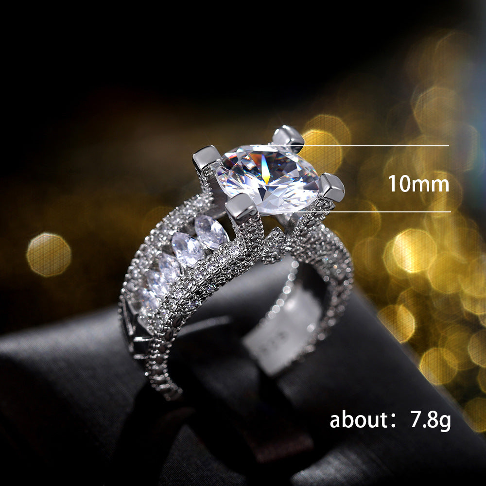 Bague européenne et américaine en cuivre zircon pour femmes