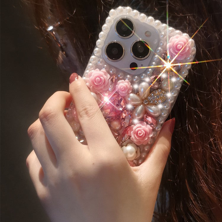 Coque de téléphone brillante personnalisée à motif floral
