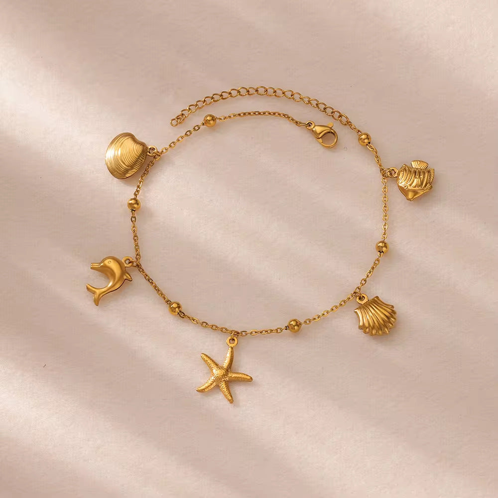 Cheville pendentif coquillage étoile de mer dauphin série océan