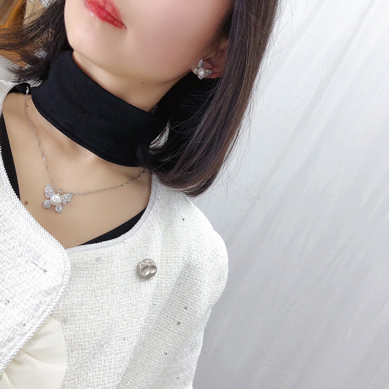 Nouvel Ensemble Collier Boucles d'Oreilles Bague Trois Pièces Perles d'Eau Douce