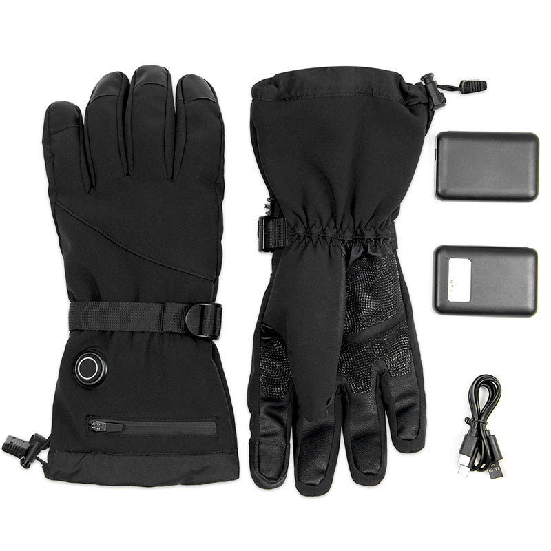 Sheepskin Electric Heating Gloves Motorcycle Thermal Smart Touch Screen Outdoor Skiing