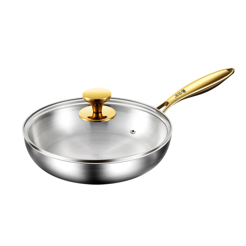 316 Stainless Steel Flat Non-coated Frying Pan