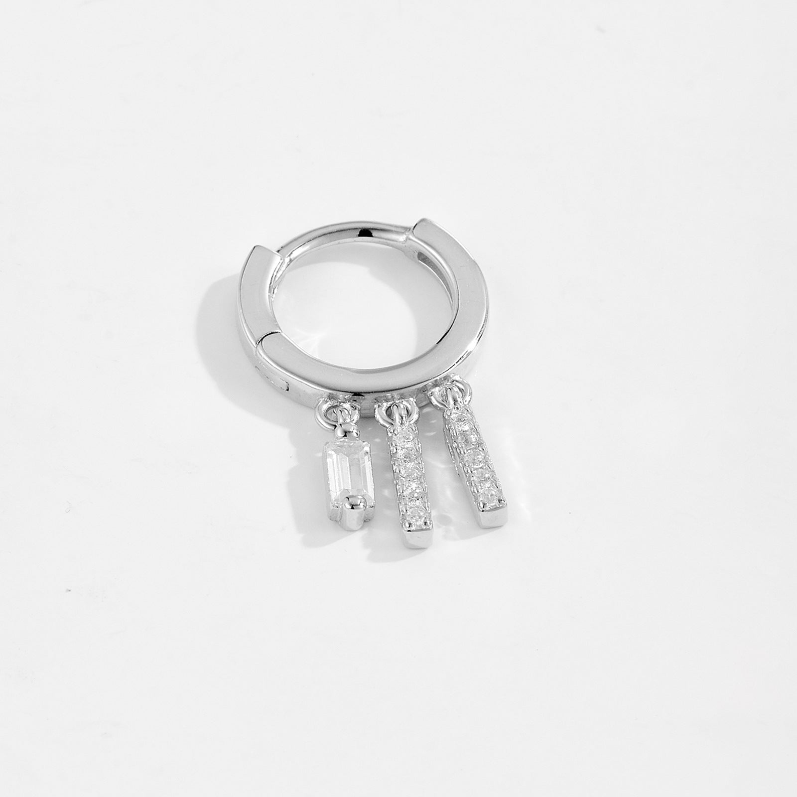 Boucles d'oreilles pendantes carrées en zircon S925 pur pour femmes