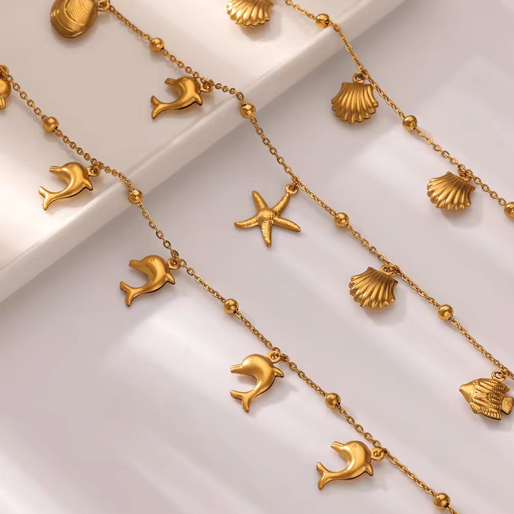 Cheville pendentif coquillage étoile de mer dauphin série océan