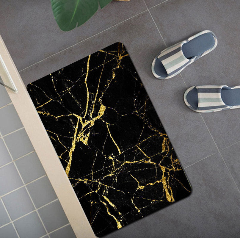 Digital Printing Polyester Marble Shower Curtain Floor Mat Toilet Mat Suit