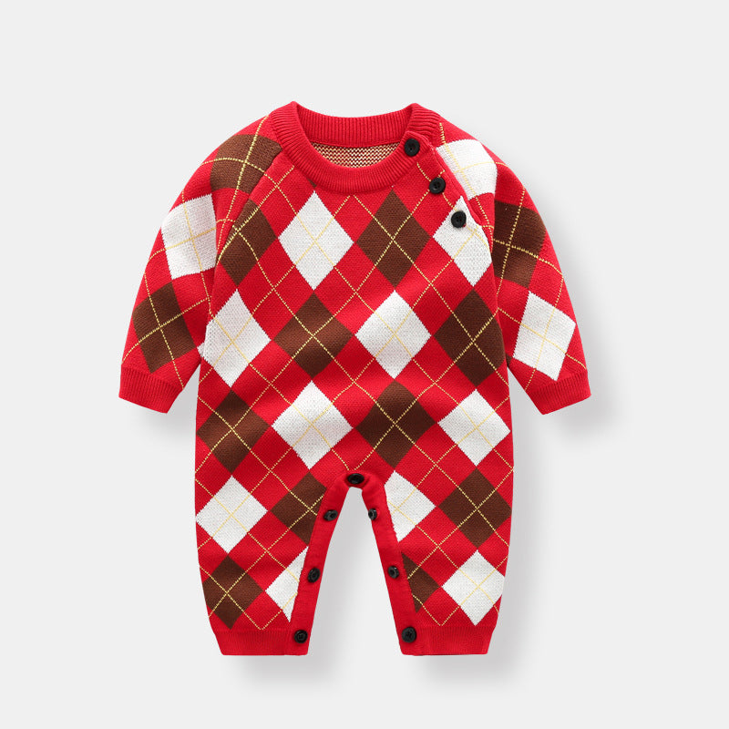 New Year Dress Baby Autumn Clothing Jumpsuit Knitted Sweater