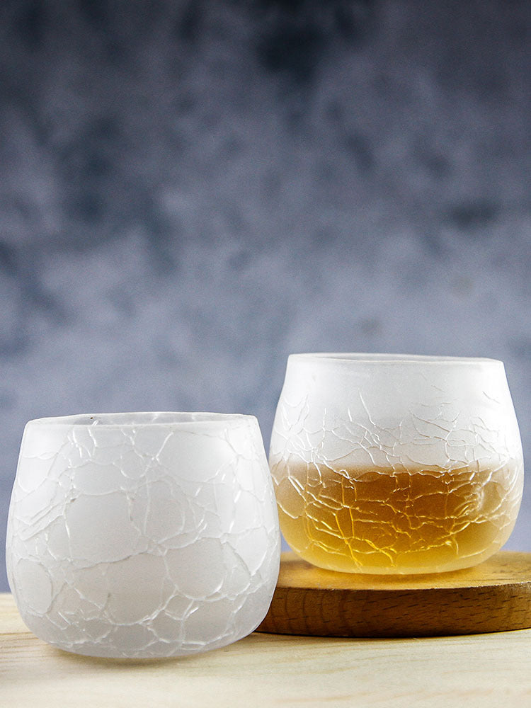 Verre à vin transparent, Tasse à thé style japonais à craquelures glacées