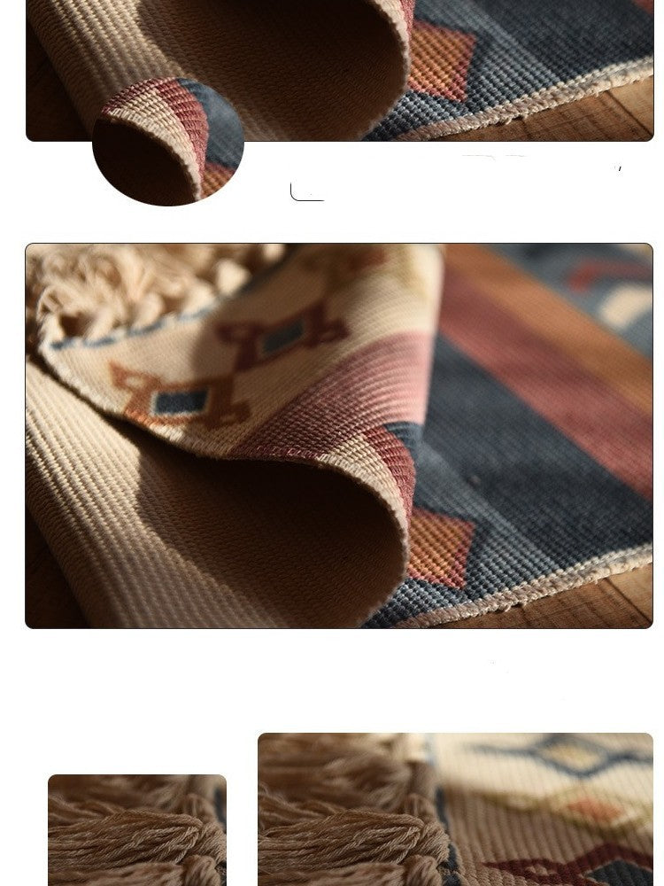 Vintage National Style Cotton Hemp Floor Mat