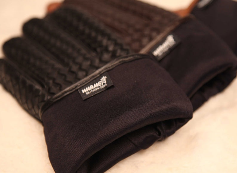Gants fins en cuir tressé pour homme (automne et hiver)