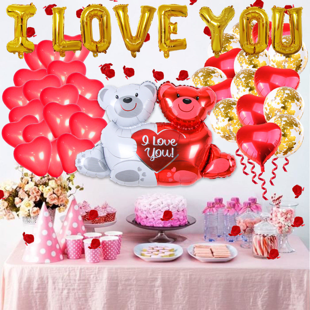 Valentine's Day Balloon Aluminum Film Latex Balloon Wholesale Scene Decoration