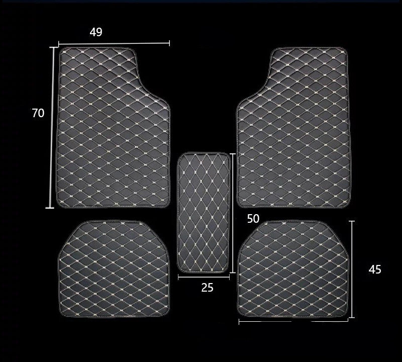 Tapis de pied universel en cuir matelassé brodé pleine couverture avec gouvernail droit