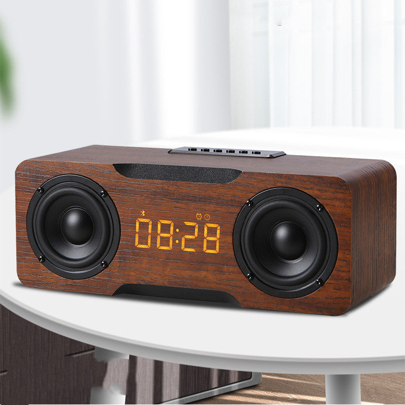 Haut-parleur Bluetooth Horloge en bois, prise en charge de la fonction carte TF/clé USB, haut-parleur de bureau à domicile