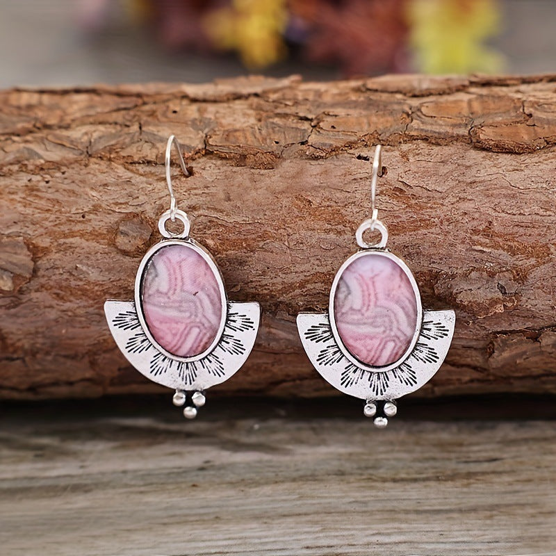 Retro Style Semicircle Fan-shaped Alloy Oval Earrings