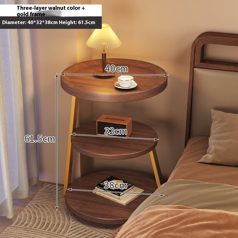 Mid Ancient Style Bedside Table Storage Rack With Multiple Layers