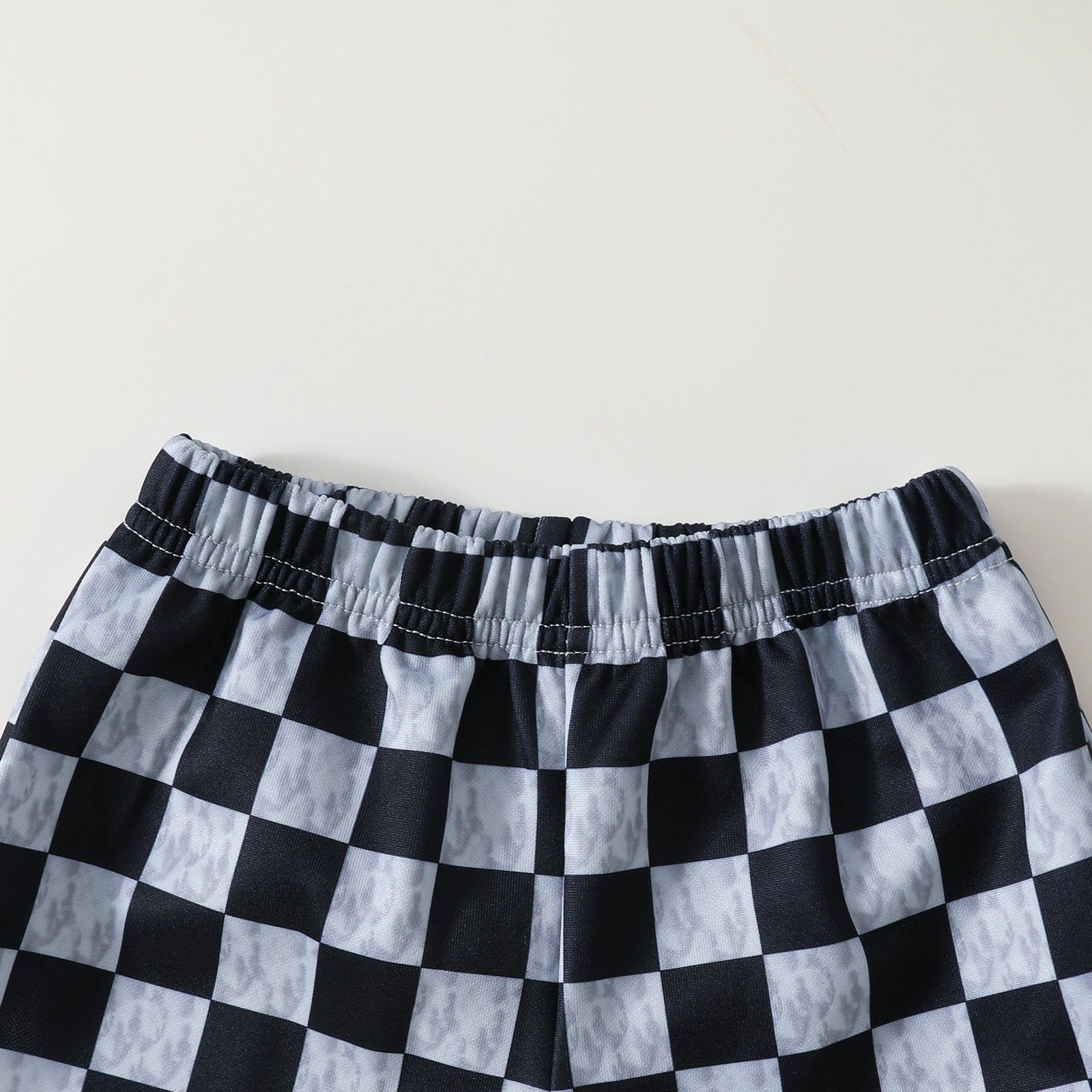 Sleeveless Top Plaid Printed Shorts Two-piece For Boys