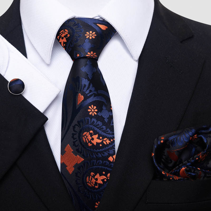 Ensemble cravate, pochette et boutons de manchette élégant pour hommes