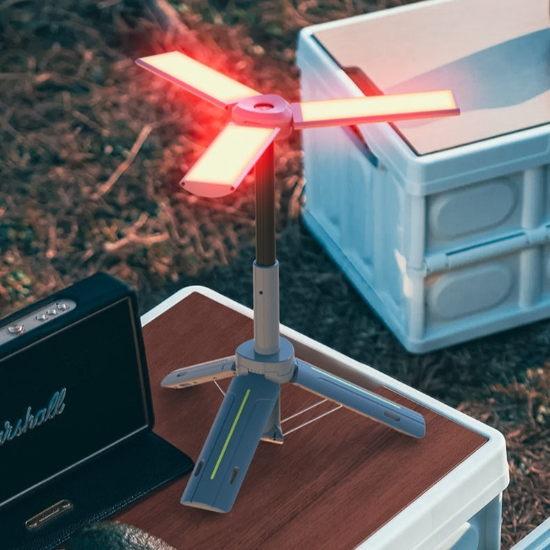 Lanterne de camping multifonctionnelle rechargeable à trois feuilles avec support