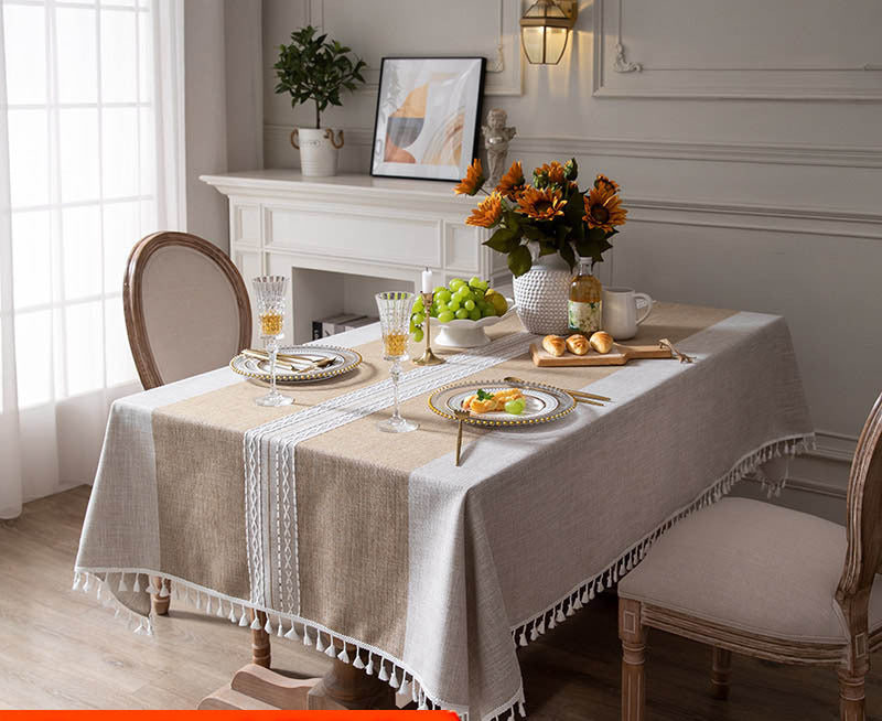 Double Stripe Knitted Jacquard Rectangular Tablecloth