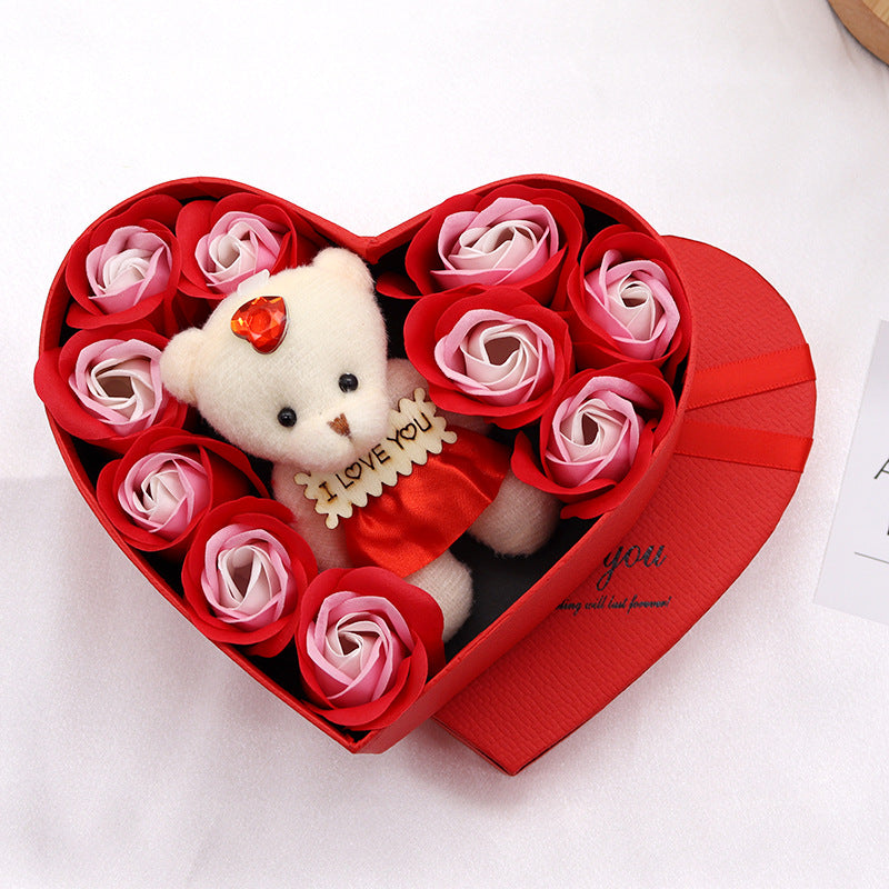 Boîte cadeau Cœur de Roses en Savon Saint-Valentin Fête des Mères