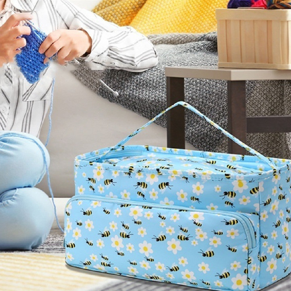 Wool Storage Bag Crochet Tool Buggy Bag With Cable Hole Needle Handbag