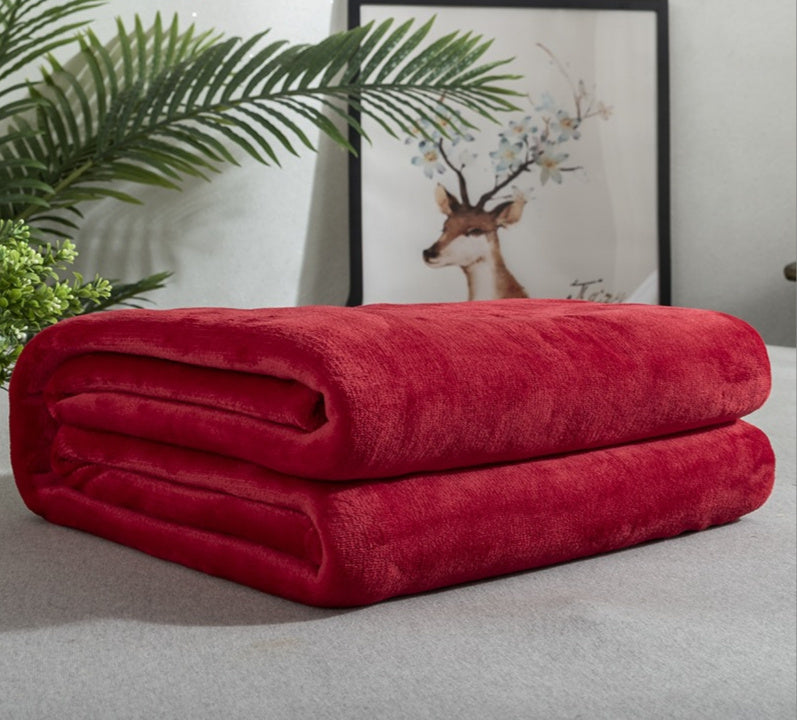 Solid Color Flannel Blanket Summer Air-conditioning Blanket Office Nap Blanket