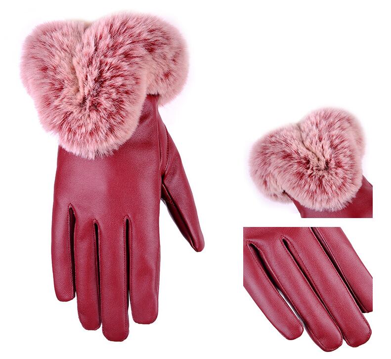Women's Simple Pure Color Sheepskin Warm Gloves