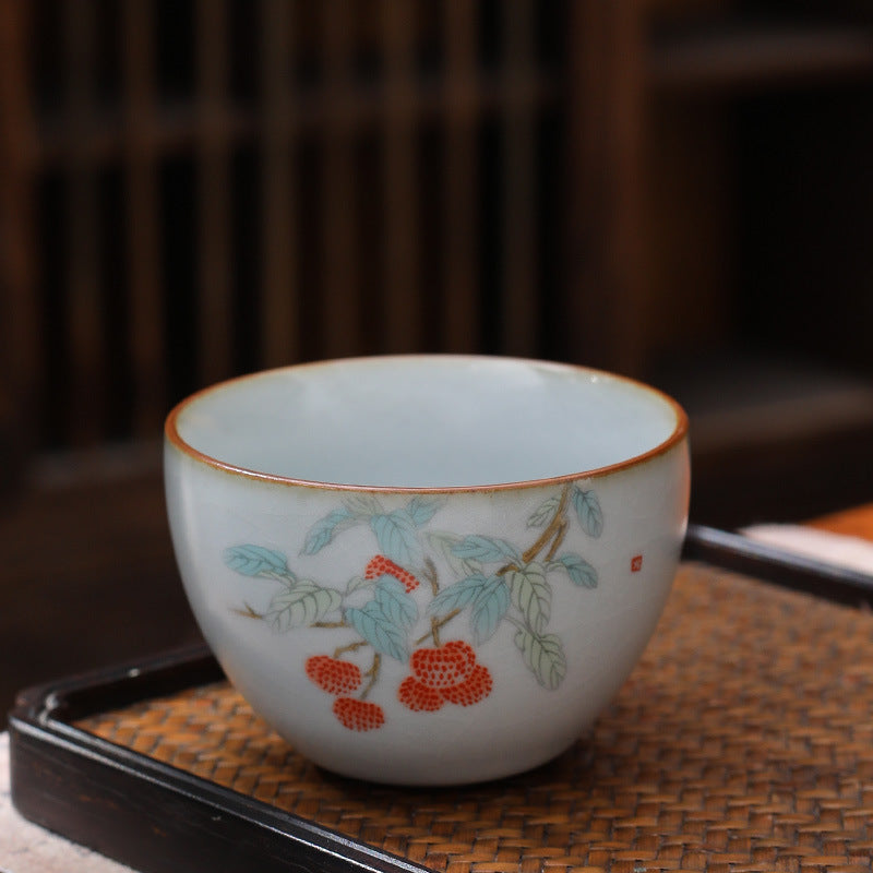 Ceramic Personal Tea Cup Gracked Glaze Supportable Tea Cup