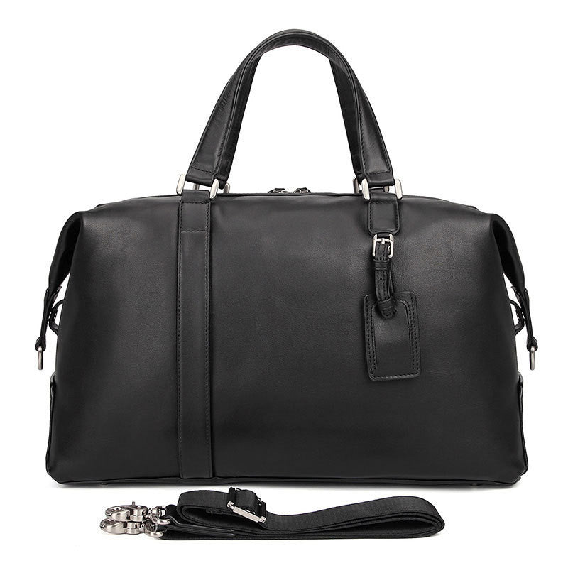 Sac de voyage décontracté en cuir véritable noir classique en cuir nappa