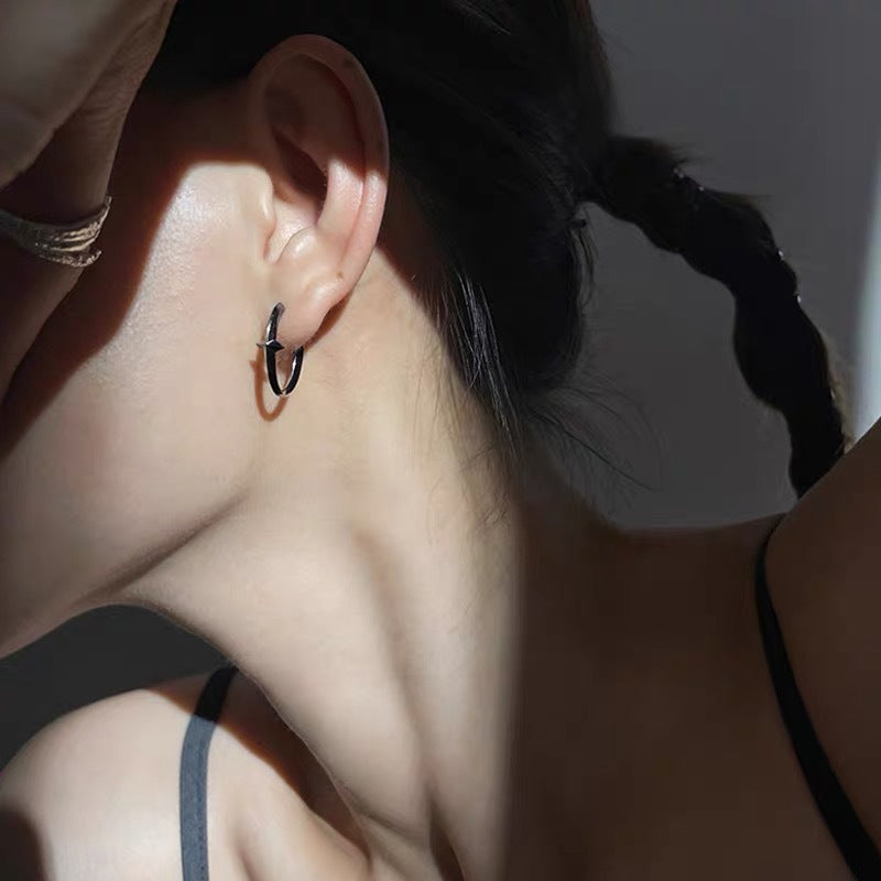 Minimally Designed Metal Star Shaped Earrings