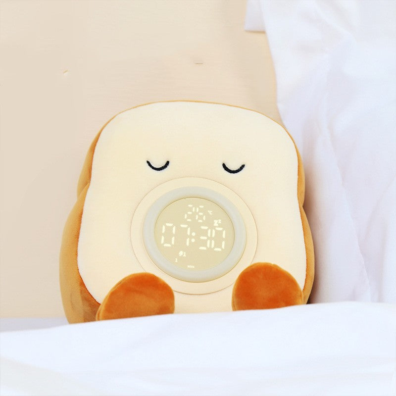 Plush Toast Alarm Clock Light School Gift Dormitory Bedroom