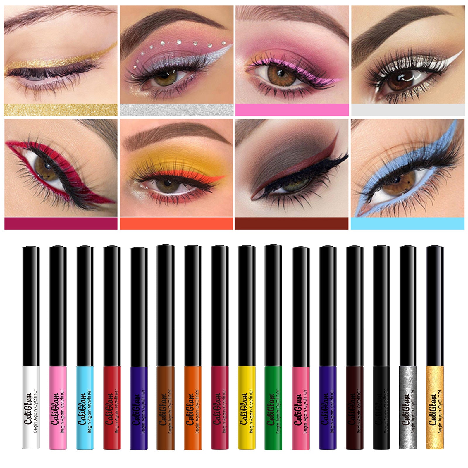 Ensemble de 16 Eyeliner Liquides FINS, Imperméables, Longue Durée, Anti-Bavures