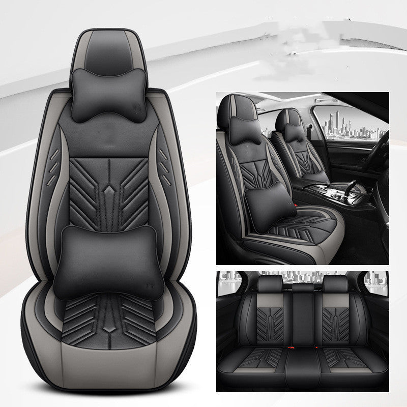 Coussin de siège de voiture tout compris, résistant à l'usure, entièrement en cuir, avec surpiqûres contrastées