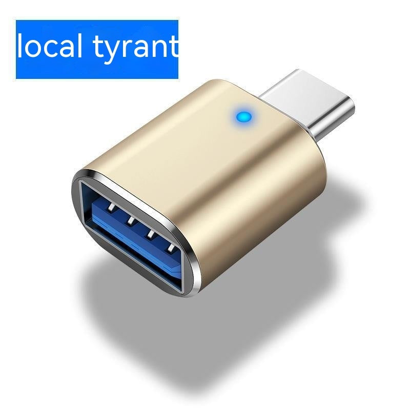 Adaptateur OTG Type-C vers USB 3.0 avec voyant lumineux pour téléphone portable, souris, clavier, carte son, chargeur de voiture