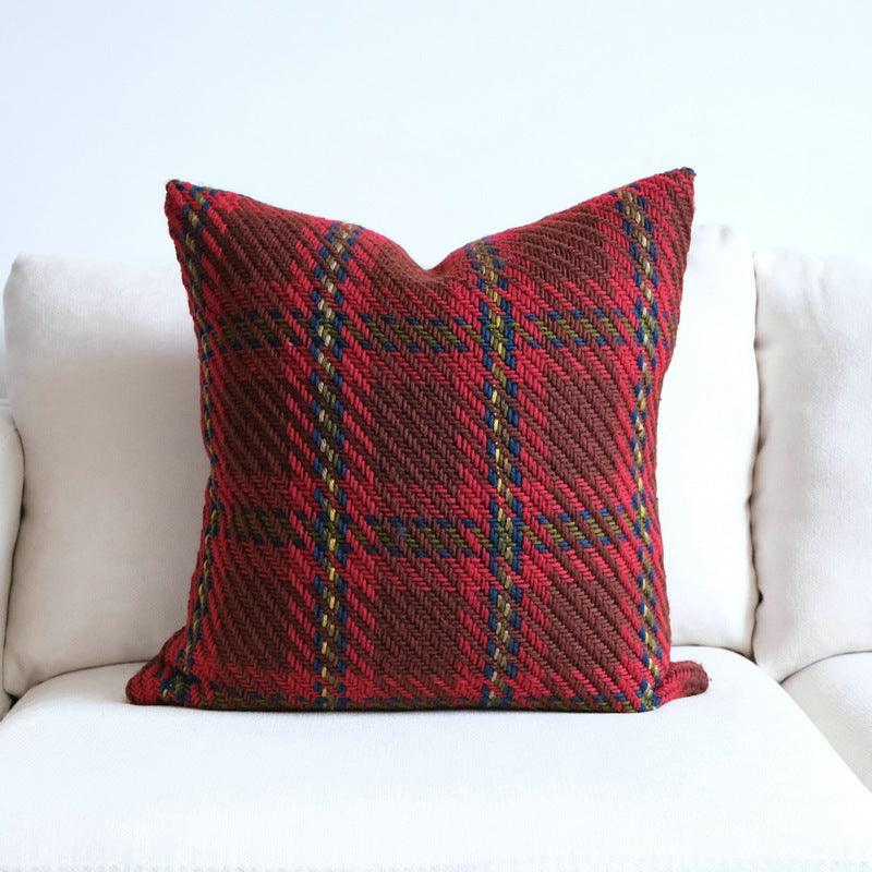 Housse de coussin de canapé en laine à carreaux de style luxe abordable pour chambre d'hôtel