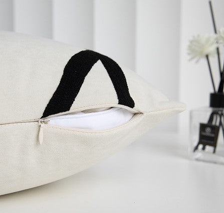Suede Black And White Towel Embroidered Abstract Line Sofa Waist Pillowcase