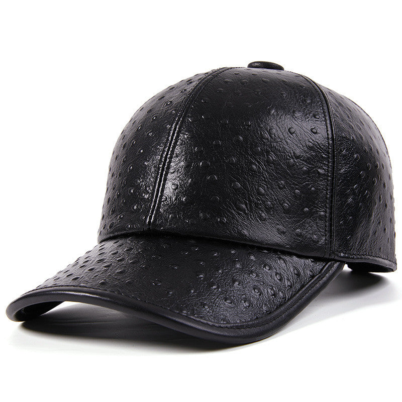Casquette de baseball en cuir de vachette motif autruche chaude pour hommes