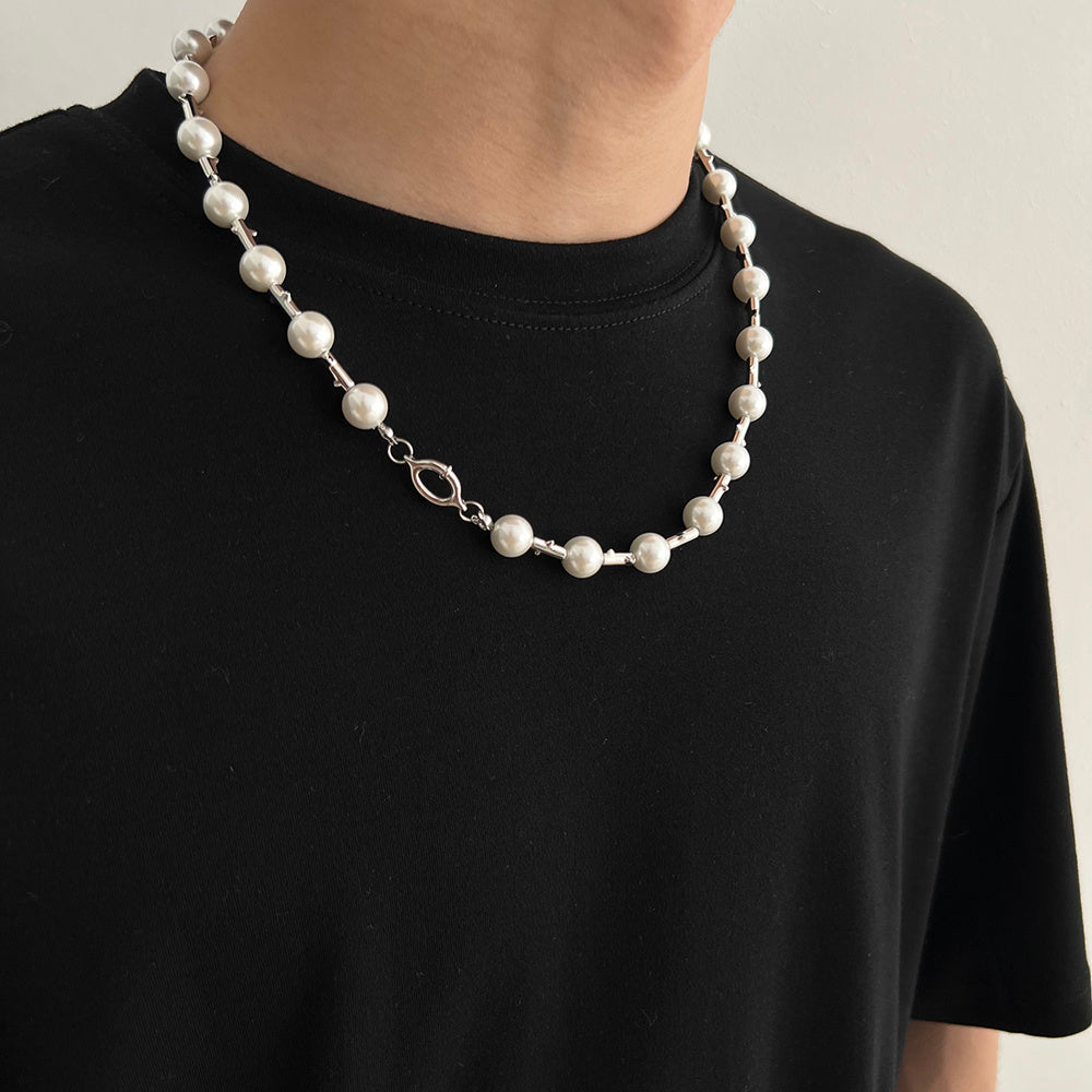 Collier à maillons hip-hop femme avec perles