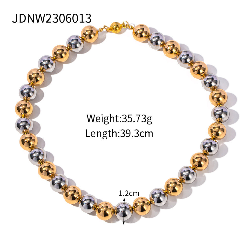 Special Interest Light Luxury High-grade Accessories Gold Steel Beaded Necklace