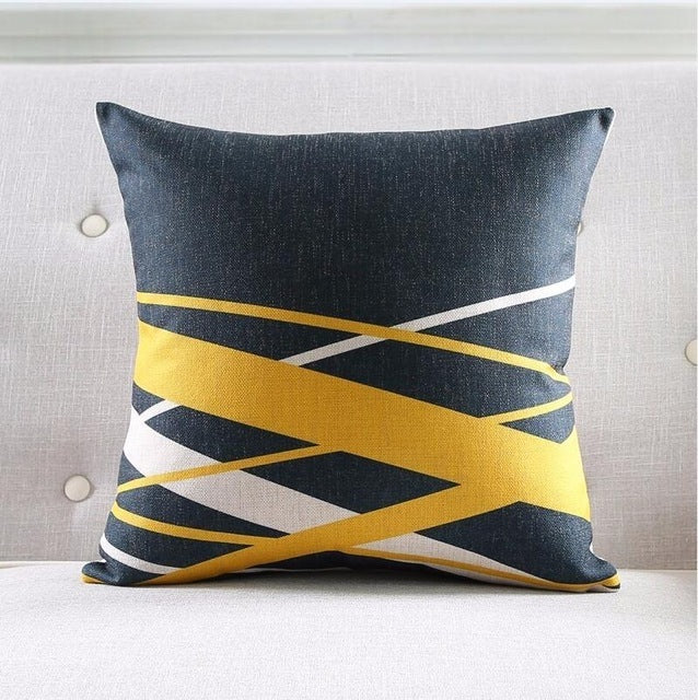 Coussin décoratif nordique à rayures géométriques en lin épais pour canapé
